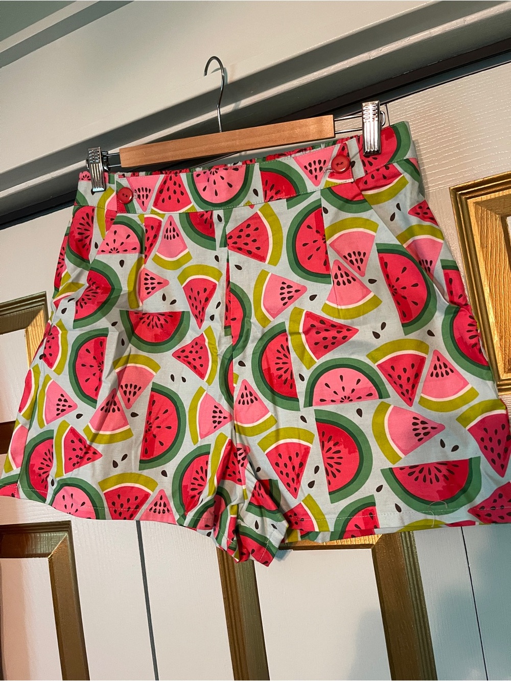 Retrolicious Women’s Pink Watermelon Print Casual Shorts - Picture 2 of 5